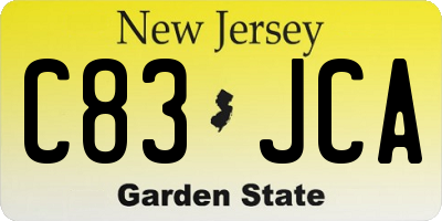 NJ license plate C83JCA
