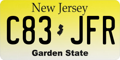 NJ license plate C83JFR