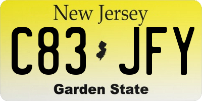 NJ license plate C83JFY