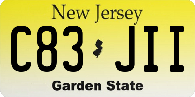 NJ license plate C83JII