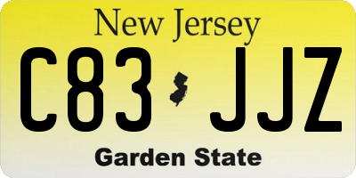 NJ license plate C83JJZ