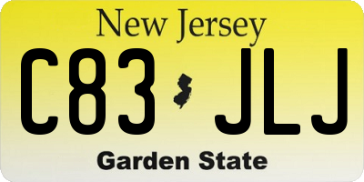 NJ license plate C83JLJ