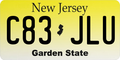 NJ license plate C83JLU