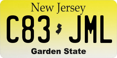 NJ license plate C83JML