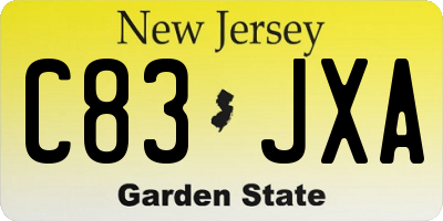 NJ license plate C83JXA