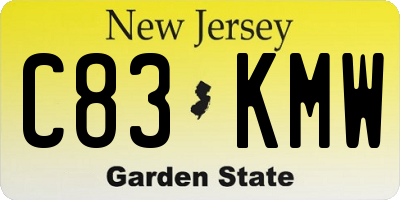 NJ license plate C83KMW