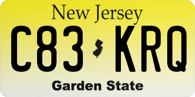 NJ license plate C83KRQ