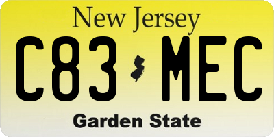NJ license plate C83MEC