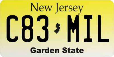 NJ license plate C83MIL