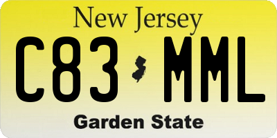 NJ license plate C83MML