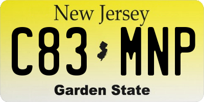 NJ license plate C83MNP