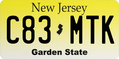 NJ license plate C83MTK