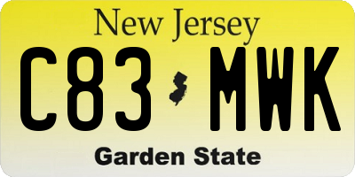 NJ license plate C83MWK