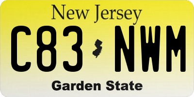 NJ license plate C83NWM
