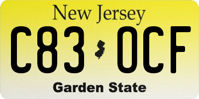 NJ license plate C83OCF