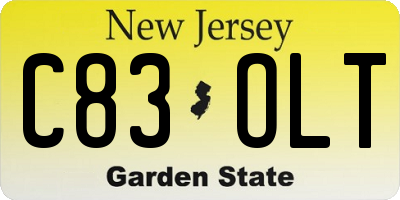NJ license plate C83OLT