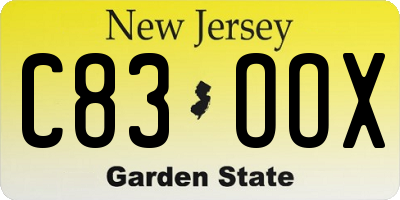 NJ license plate C83OOX