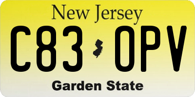 NJ license plate C83OPV