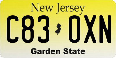 NJ license plate C83OXN