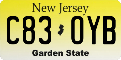 NJ license plate C83OYB