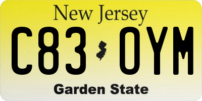 NJ license plate C83OYM