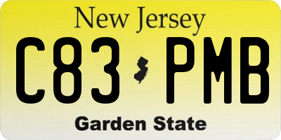 NJ license plate C83PMB