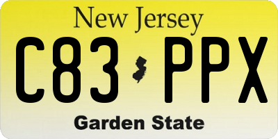 NJ license plate C83PPX