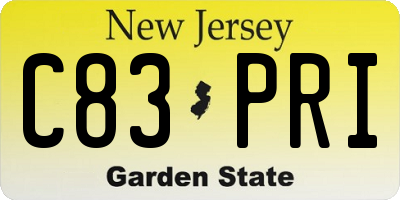NJ license plate C83PRI