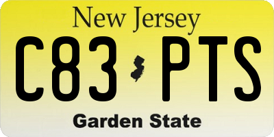 NJ license plate C83PTS