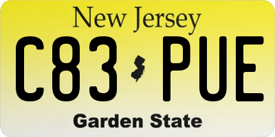 NJ license plate C83PUE