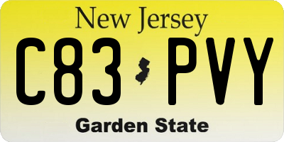 NJ license plate C83PVY