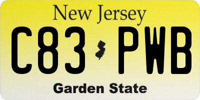 NJ license plate C83PWB