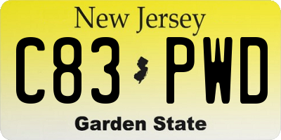 NJ license plate C83PWD