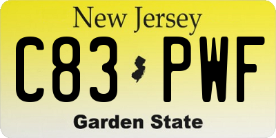 NJ license plate C83PWF