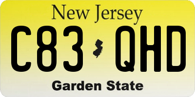 NJ license plate C83QHD