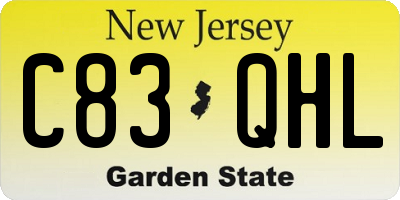 NJ license plate C83QHL