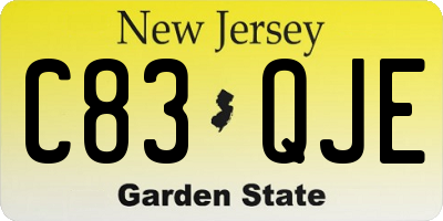 NJ license plate C83QJE