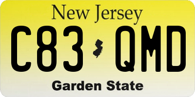 NJ license plate C83QMD