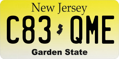 NJ license plate C83QME