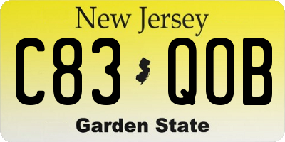 NJ license plate C83QOB