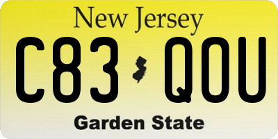 NJ license plate C83QOU