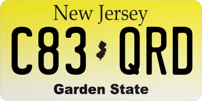 NJ license plate C83QRD
