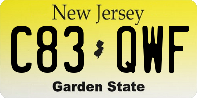 NJ license plate C83QWF