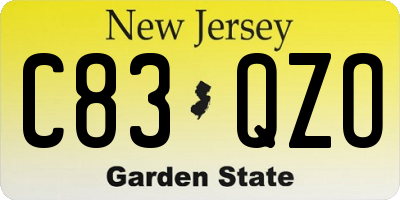 NJ license plate C83QZO