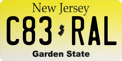 NJ license plate C83RAL