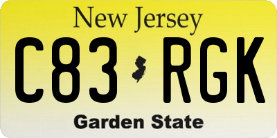 NJ license plate C83RGK