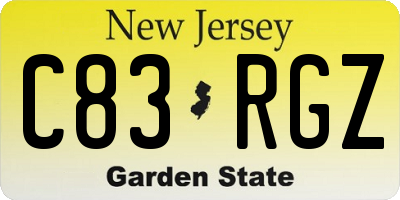NJ license plate C83RGZ