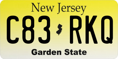 NJ license plate C83RKQ