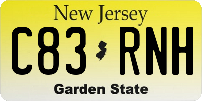 NJ license plate C83RNH