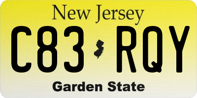 NJ license plate C83RQY